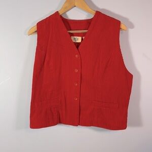 Vintage PASTA brand red corduroy button down vest NWT dead stock retro
